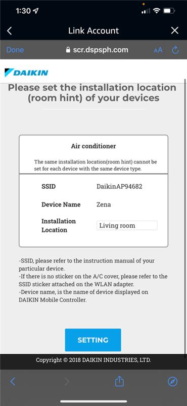 Alexa discount daikin skill